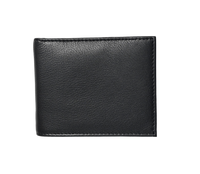 Wallet Men Black with coin pouch - Bifold Lucky Wallet- Full Grain Leather Wallet with NO HOLE- Black Wallet - 3704CP Oxhide