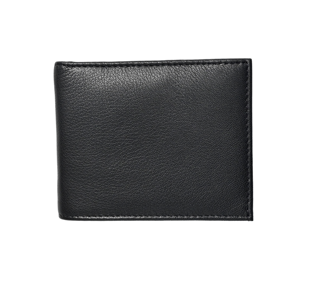 Wallet Men Black with coin pouch - Bifold Lucky Wallet- Full Grain Leather Wallet with NO HOLE- Black Wallet - 3704CP Oxhide