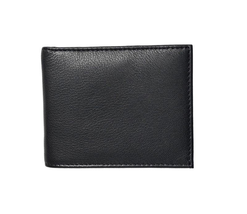 Wallet Men Black with coin pouch - Bifold Lucky Wallet- Full Grain Leather Wallet with NO HOLE- Black Wallet - 3704CP Oxhide