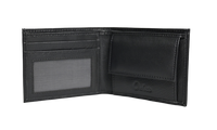 Wallet Men Black with coin pouch - Bifold Lucky Wallet- Full Grain Leather Wallet with NO HOLE- Black Wallet - 3704CP Oxhide