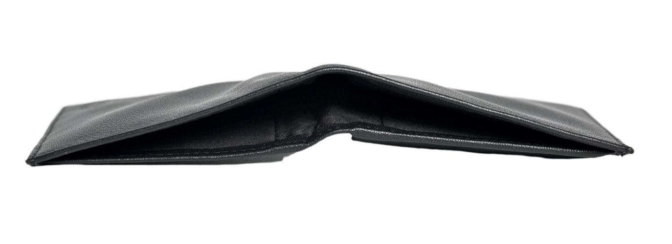 Wallet Men Black with coin pouch - Bifold Lucky Wallet- Full Grain Leather Wallet with NO HOLE- Black Wallet - 3704CP Oxhide