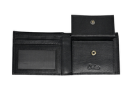 Wallet Men Black with coin pouch - Bifold Lucky Wallet- Full Grain Leather Wallet with NO HOLE- Black Wallet - 3704CP Oxhide