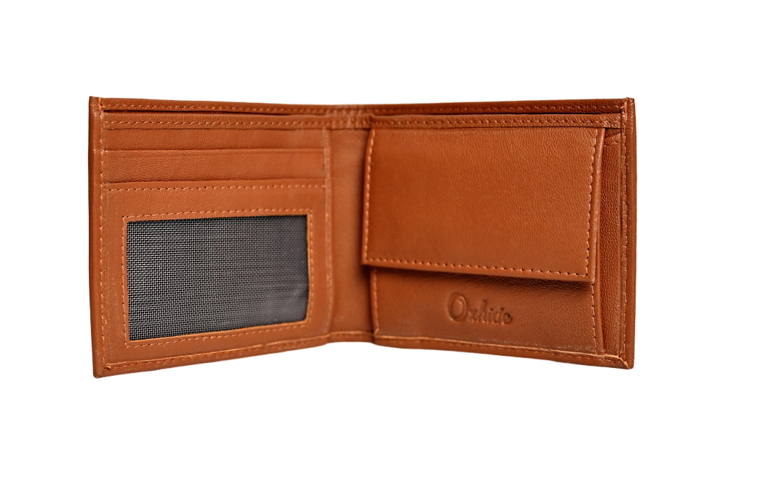 Wallet Men Brown with coin pouch - Bifold Lucky Wallet- Full Grain Leather Wallet with NO HOLE- Brown Wallet - 3704CP Oxhide