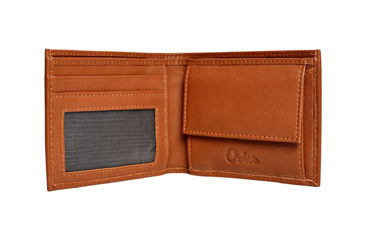 Wallet Men Brown with coin pouch - Bifold Lucky Wallet- Full Grain Leather Wallet with NO HOLE- Brown Wallet - 3704CP Oxhide