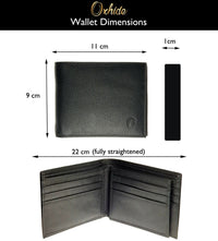 Wallet Men Black - Bifold Lucky  Wallet- Full Grain Leather Wallet with NO HOLE- Black Wallet - Oxhide 3851 Black