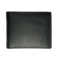 Wallet Men Black - Bifold Lucky  Wallet- Full Grain Leather Wallet with NO HOLE- Black Wallet - Oxhide 3851 Black