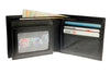 Wallet Men Black - Bifold Lucky  Wallet- Full Grain Leather Wallet with NO HOLE- Black Wallet - Oxhide 3851 Black