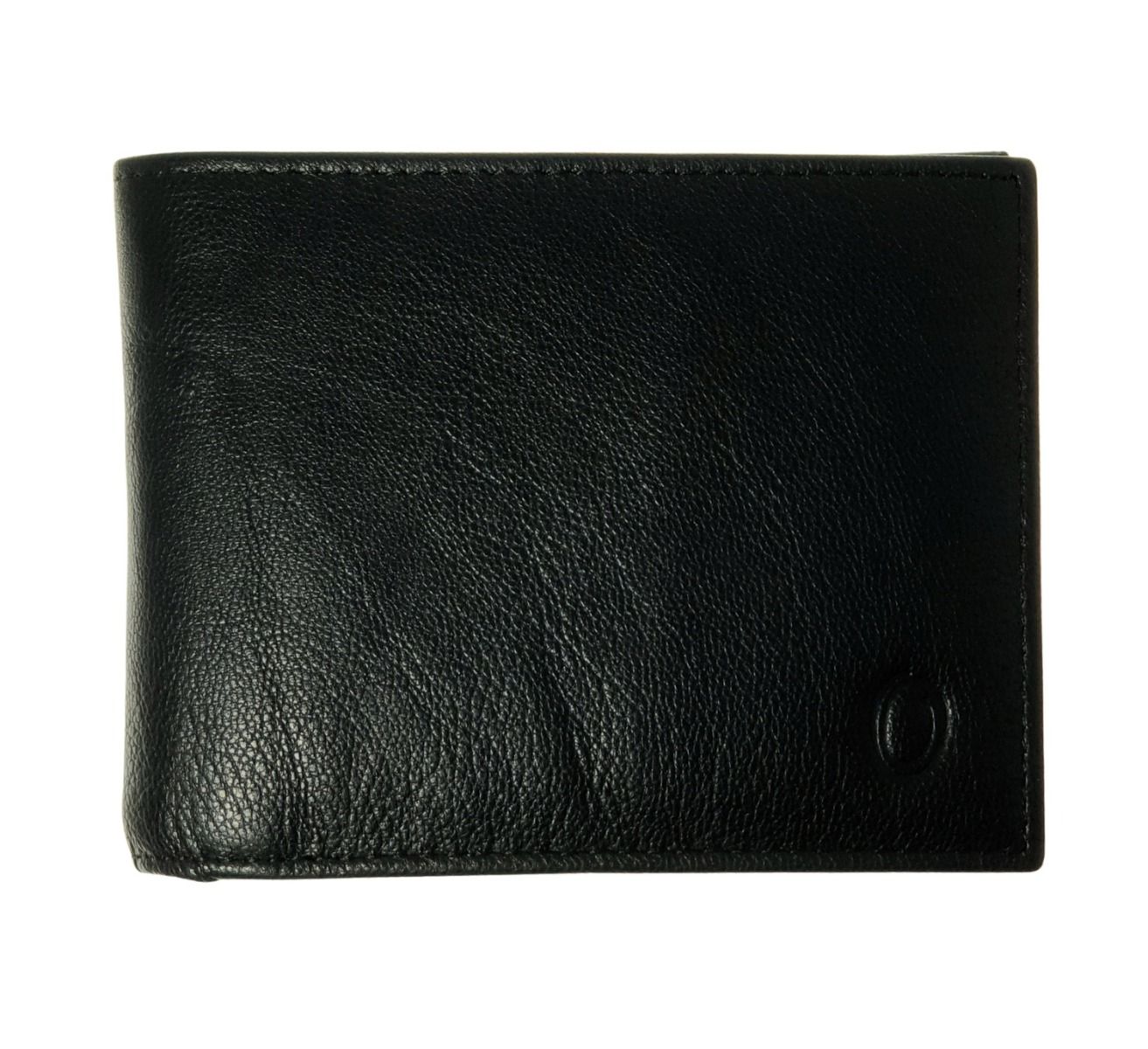 Wallet Men Black - Bifold Lucky  Wallet- Full Grain Leather Wallet with NO HOLE- Black Wallet - Oxhide 3851 Black