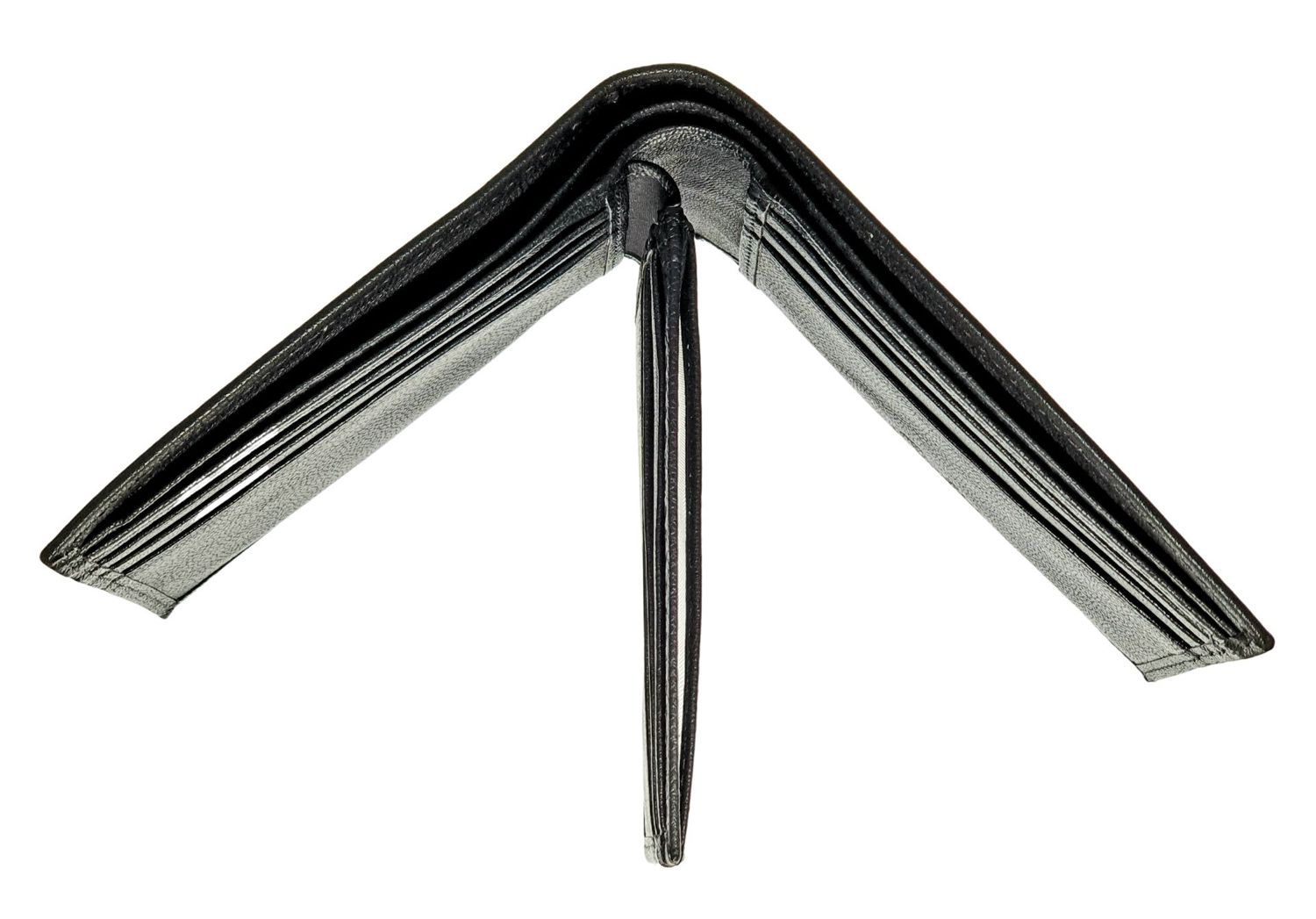 Wallet Men Black - Bifold Lucky  Wallet- Full Grain Leather Wallet with NO HOLE- Black Wallet - Oxhide 3851 Black