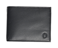 Wallet Men Black with coin pouch - Bifold Lucky Wallet- Full Grain Leather Wallet with NO HOLE- Black Wallet - Oxhide 3851CP Black