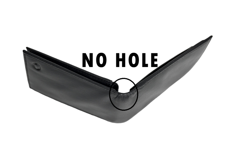 Wallet Men Black with coin pouch - Bifold Lucky Wallet- Full Grain Leather Wallet with NO HOLE- Black Wallet - Oxhide 3851CP Black