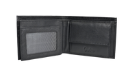 Wallet Men Black with coin pouch - Bifold Lucky Wallet- Full Grain Leather Wallet with NO HOLE- Black Wallet - Oxhide 3851CP Black