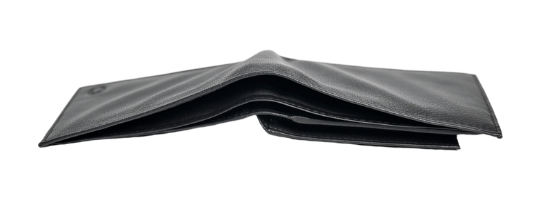 Wallet Men Black with coin pouch - Bifold Lucky Wallet- Full Grain Leather Wallet with NO HOLE- Black Wallet - Oxhide 3851CP Black