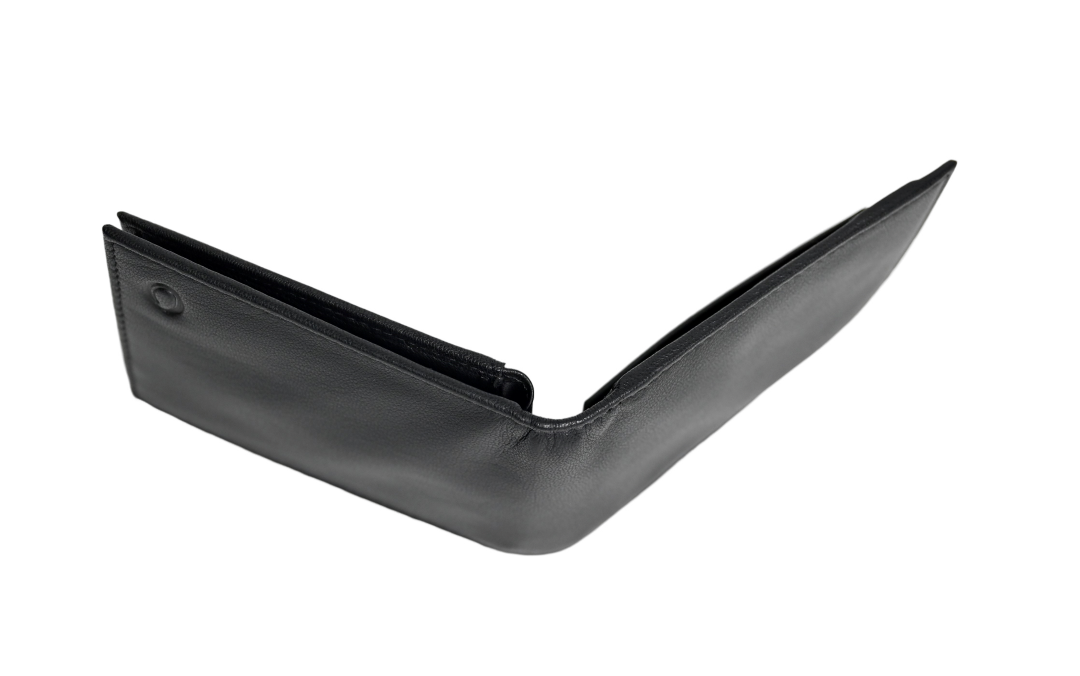 Wallet Men Black with coin pouch - Bifold Lucky Wallet- Full Grain Leather Wallet with NO HOLE- Black Wallet - Oxhide 3851CP Black