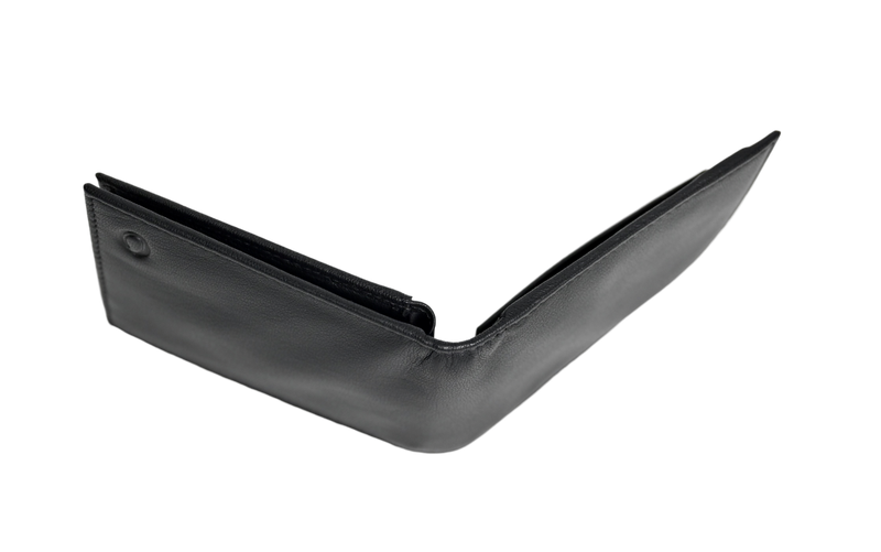 Wallet Men Black with coin pouch - Bifold Lucky Wallet- Full Grain Leather Wallet with NO HOLE- Black Wallet - Oxhide 3851CP Black