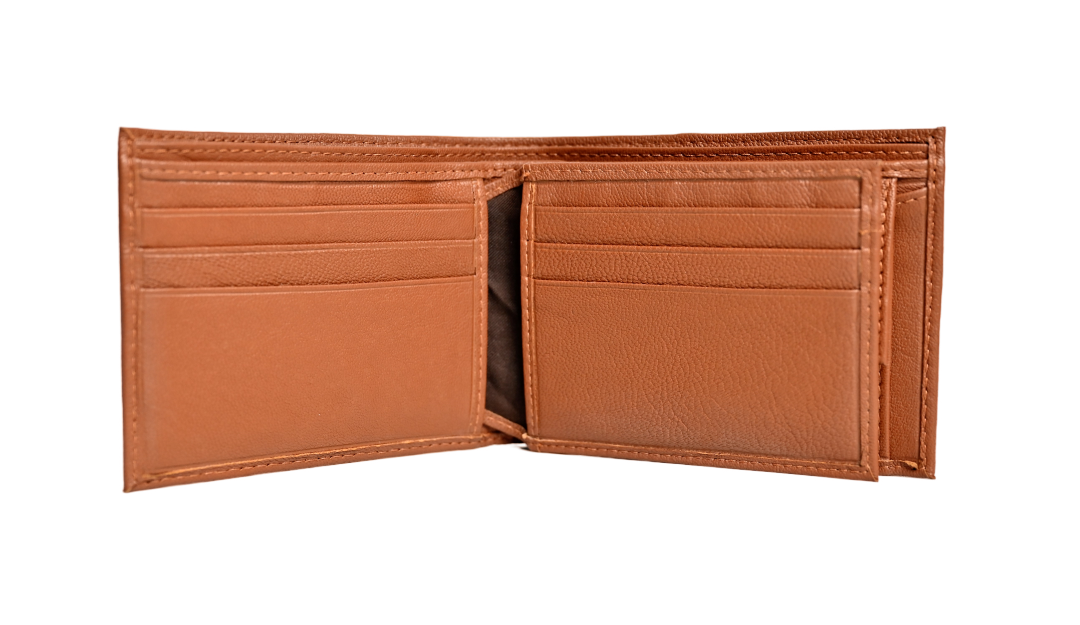 Wallet Men Brown with coin pouch - Bifold Lucky Wallet- Full Grain Leather Wallet with NO HOLE- Brown Wallet - Oxhide 3851CP Brown