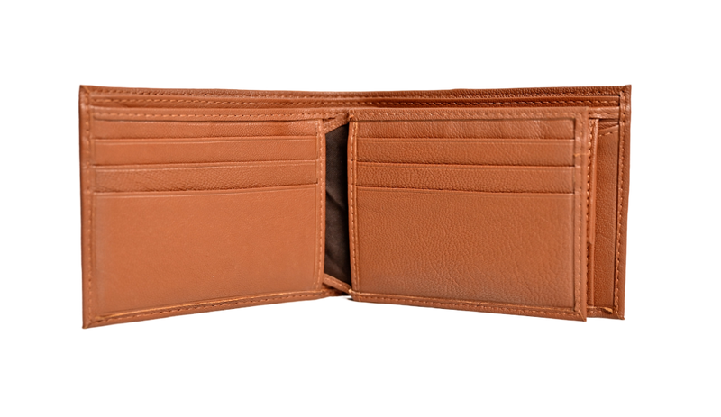 Wallet Men Brown with coin pouch - Bifold Lucky Wallet- Full Grain Leather Wallet with NO HOLE- Brown Wallet - Oxhide 3851CP Brown