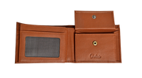 Wallet Men Brown with coin pouch - Bifold Lucky Wallet- Full Grain Leather Wallet with NO HOLE- Brown Wallet - Oxhide 3851CP Brown