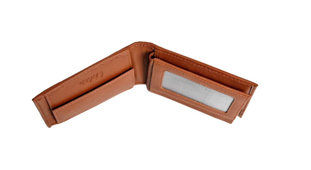 Wallet Men Brown with coin pouch - Bifold Lucky Wallet- Full Grain Leather Wallet with NO HOLE- Brown Wallet - Oxhide 3851CP Brown