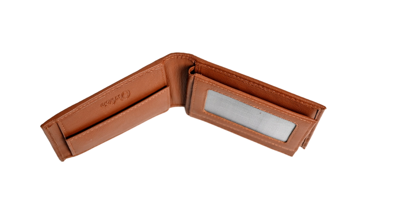 Wallet Men Brown with coin pouch - Bifold Lucky Wallet- Full Grain Leather Wallet with NO HOLE- Brown Wallet - Oxhide 3851CP Brown