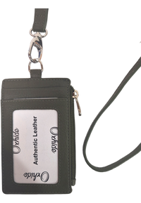 Oxhide Leather Lanyard / ID card holder Lanyard /Wallet/Leather - 4164 Green