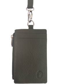 Oxhide Leather Lanyard / ID card holder Lanyard /Wallet/Leather - 4164 Green