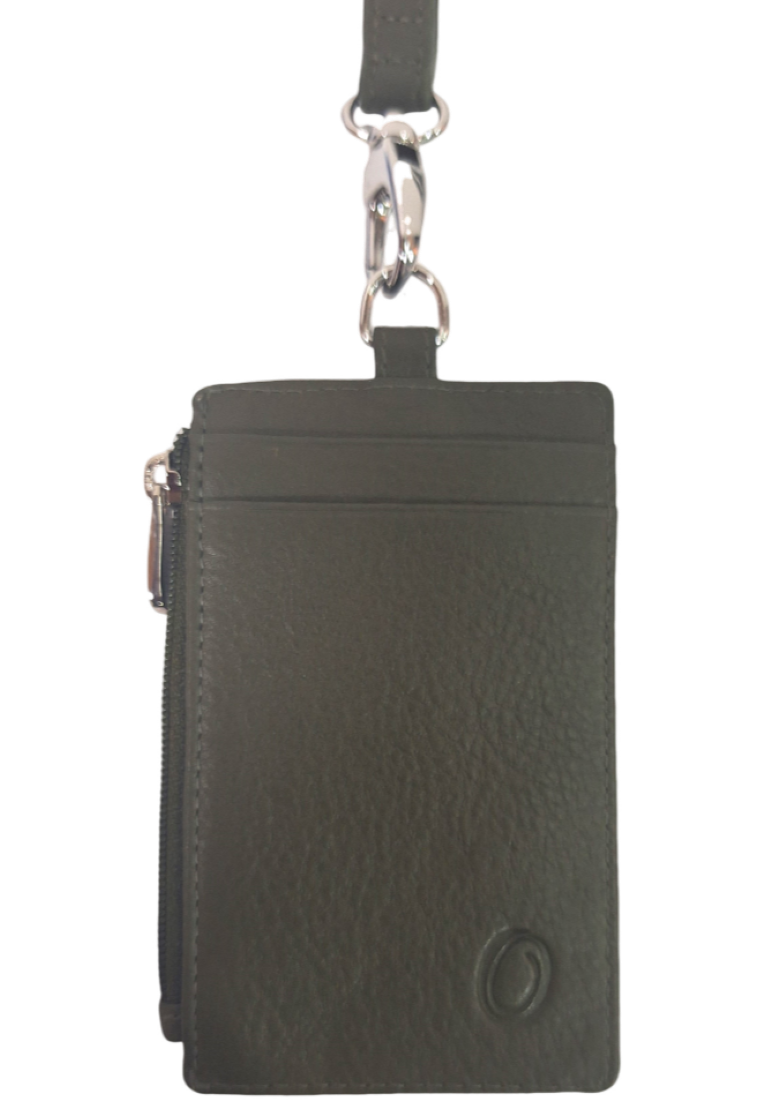 Oxhide Leather Lanyard / ID card holder Lanyard /Wallet/Leather - 4164 Green