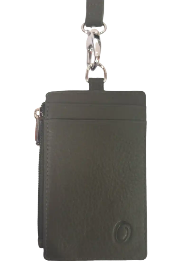 Green leather ID card holder lanyard 4164 – Oxhide