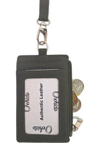 Oxhide Leather Lanyard / ID card holder Lanyard /Wallet/Leather - 4164 Green