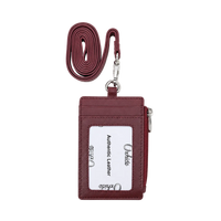 Oxhide Leather Lanyard / ID card holder Lanyard /Wallet/Leather - 4164 Red