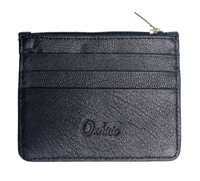 Leather Card Holder with Zip - Leather cardholder - Leather Card Case - Leather Coin Pouch - Card Sleeve - Oxhide 4165 BLACK