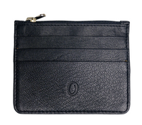 Leather Card Holder with Zip - Leather cardholder - Leather Card Case - Leather Coin Pouch - Card Sleeve - Oxhide 4165 BLACK
