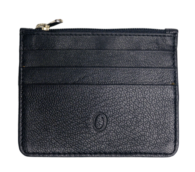Leather Card Holder with Zip - Leather cardholder - Leather Card Case - Leather Coin Pouch - Card Sleeve - Oxhide 4165 BLACK