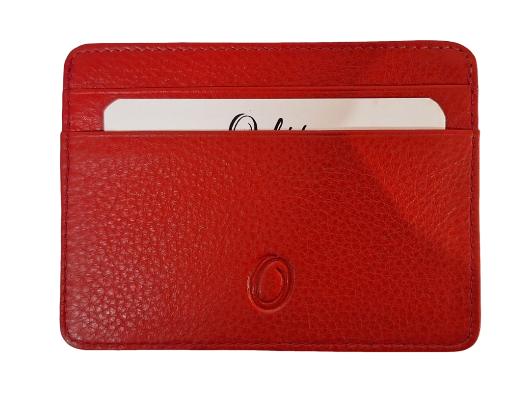 Leather Card Holder - Leather cardholder - Leather Card Case - Leather Card Pouch - Card Sleeve - Oxhide 4181 Red