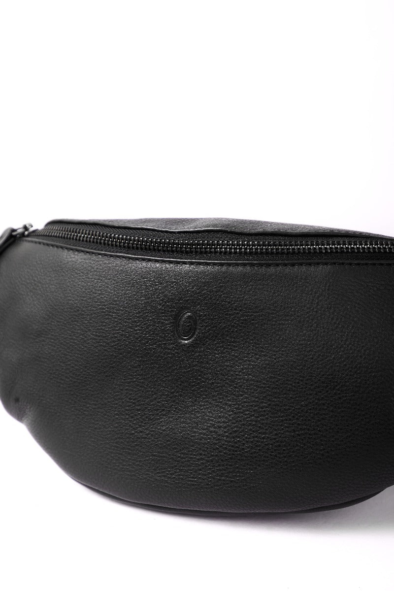 Leather Bum bag  waist  Pouch For Men - Small Leather Pouch - Cross Body Bag -SD02 BLACK