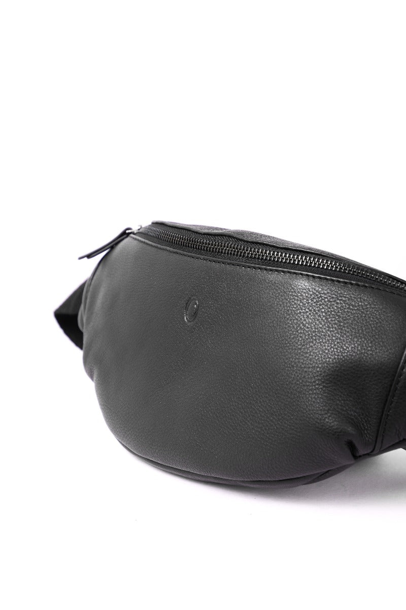 Leather Bum bag  waist  Pouch For Men - Small Leather Pouch - Cross Body Bag -SD02 BLACK