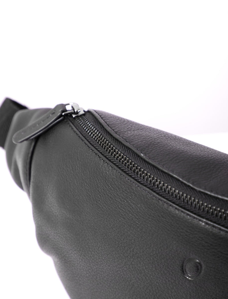 Leather Bum bag  waist  Pouch For Men - Small Leather Pouch - Cross Body Bag -SD02 BLACK