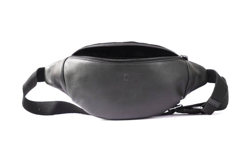Leather Bum bag  waist  Pouch For Men - Small Leather Pouch - Cross Body Bag -SD02 BLACK