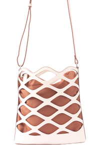 Real Leather Sling bag in Leaf Cut Dual Shade Oxhide SDB3-WHITE