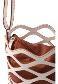 Real Leather Sling bag in Leaf Cut Dual Shade Oxhide SDB3-WHITE