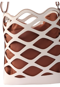 Real Leather Satchel in Leaf Cut Dual Shade Oxhide SDB2-WHITE