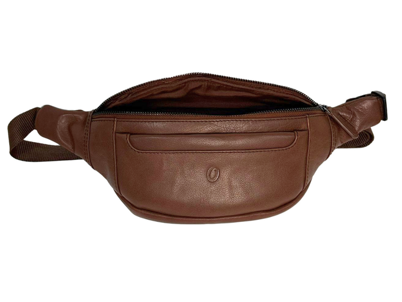 Leather Bum bag waist Pouch For Men - Small Leather Pouch - Cross Body Bag -J0082 BROWN