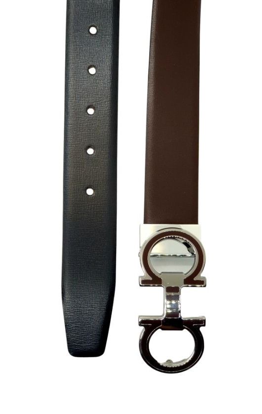 BROWN Leather Belt with Designed Buckles - Business Evening Designer Wear -D8 BROWN