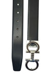 Black Leather Belt with Designed Buckles - Business Evening Designer Wear -D8 BLACK
