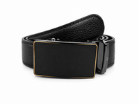 Mens Automatic Leather Belt - Full Grain Leather Ratchet Belt - Men Leather Belt with Auto Lock Buckle - TRACK BELT - Belt without hole -ABB1A