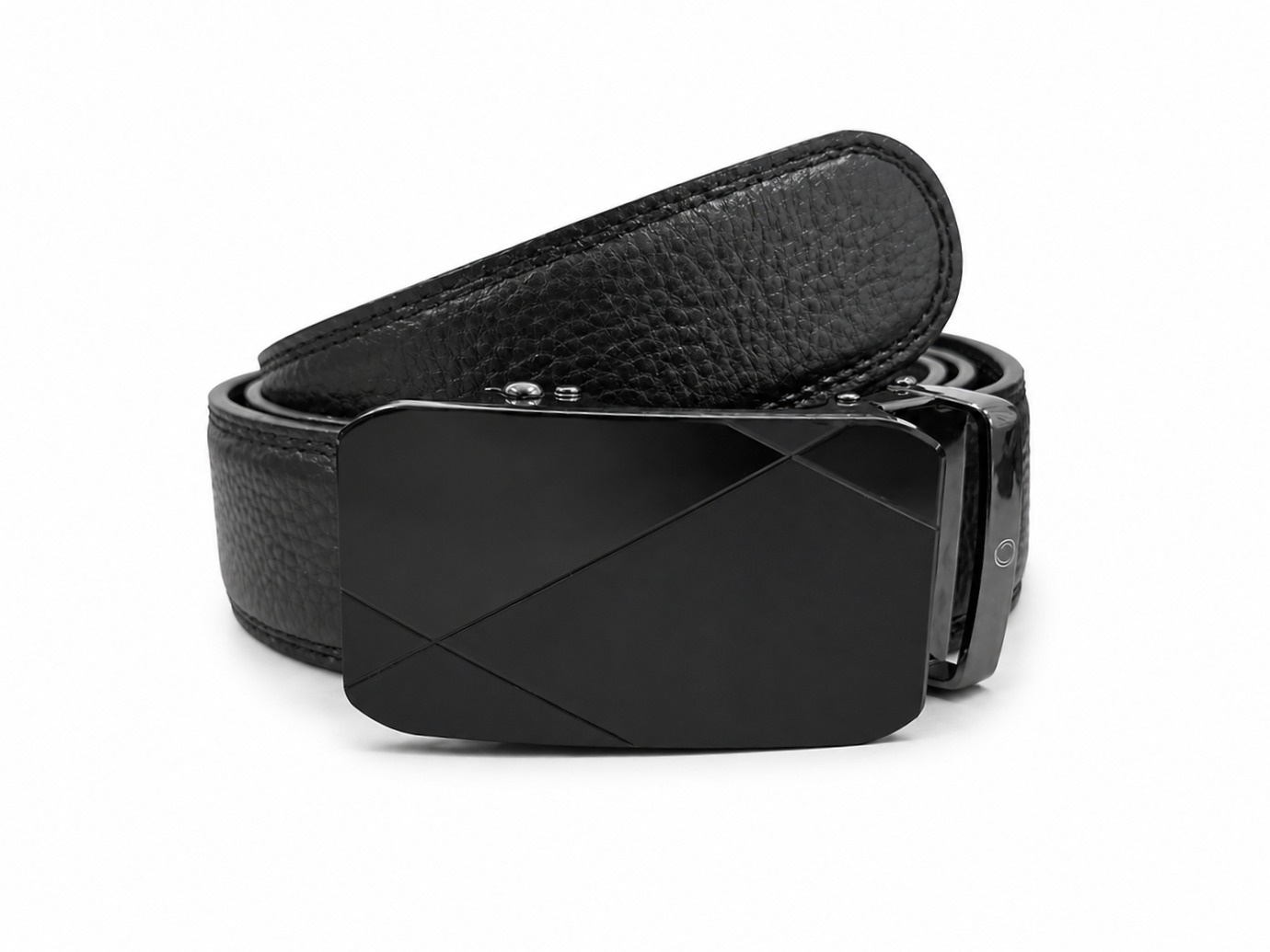 Mens Automatic Leather Belt - Full Grain Leather Ratchet Belt - Men Leather Belt with Auto Lock Buckle - TRACK BELT - Belt without hole -ABB2A
