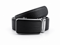 Mens Automatic Leather Belt - Full Grain Leather Ratchet Belt - Men Leather Belt with Auto Lock Buckle - TRACK BELT - Belt without hole -ABB4A
