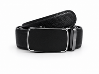 Mens Automatic Leather Belt - Full Grain Leather Ratchet Belt - Men Leather Belt with Auto Lock Buckle - TRACK BELT - Belt without hole -ABB9A Black Oxhide