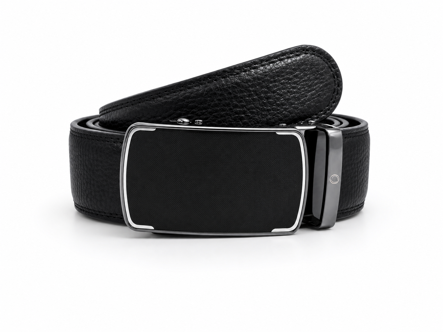 Mens Automatic Leather Belt - Full Grain Leather Ratchet Belt - Men Leather Belt with Auto Lock Buckle - TRACK BELT - Belt without hole -ABB9A Black Oxhide