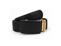 Mens Automatic Leather Belt - Full Grain Leather Ratchet Belt - Men Leather Belt with Auto Lock Buckle - TRACK BELT - Belt without hole -ABB10A Black Oxhide